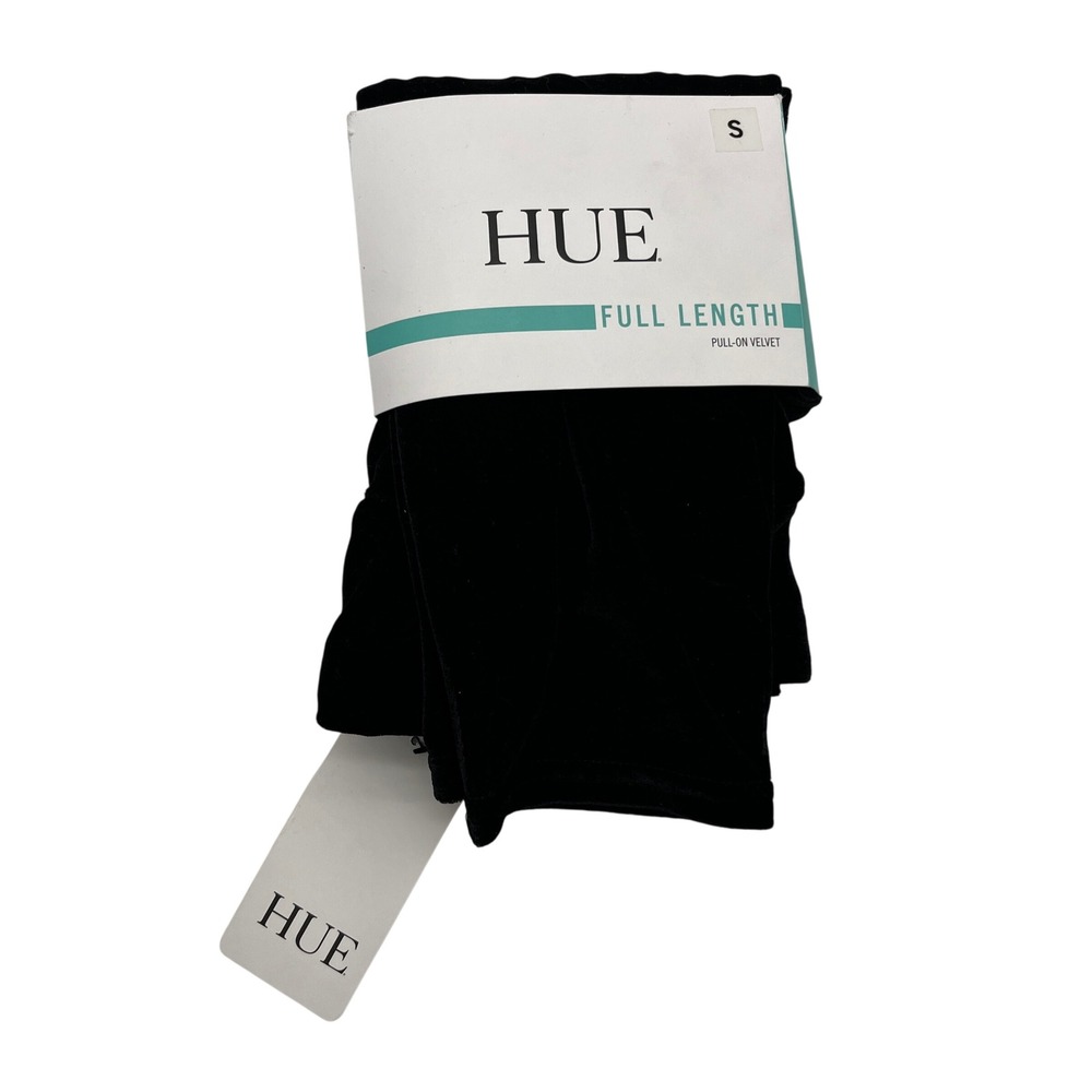 HUE Leggings Womens Small Black Velvet Hi-Rise Full Length Pull-On Stretch